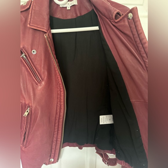 IRO Han Burgundy Red Lamb Soft Leather Biker Jacket Size 36 Gorgeous! - Picture 3 of 12
